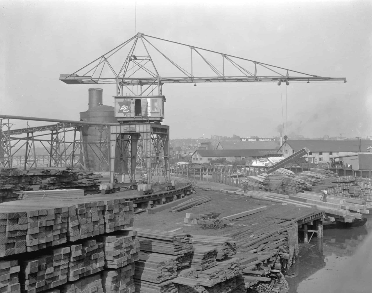 Rat Portage Lumber Company Sawmill, formerly belonging to W.L. Tait, False Creek, 1924. Source: City of Vancouver Archives Mi N6.