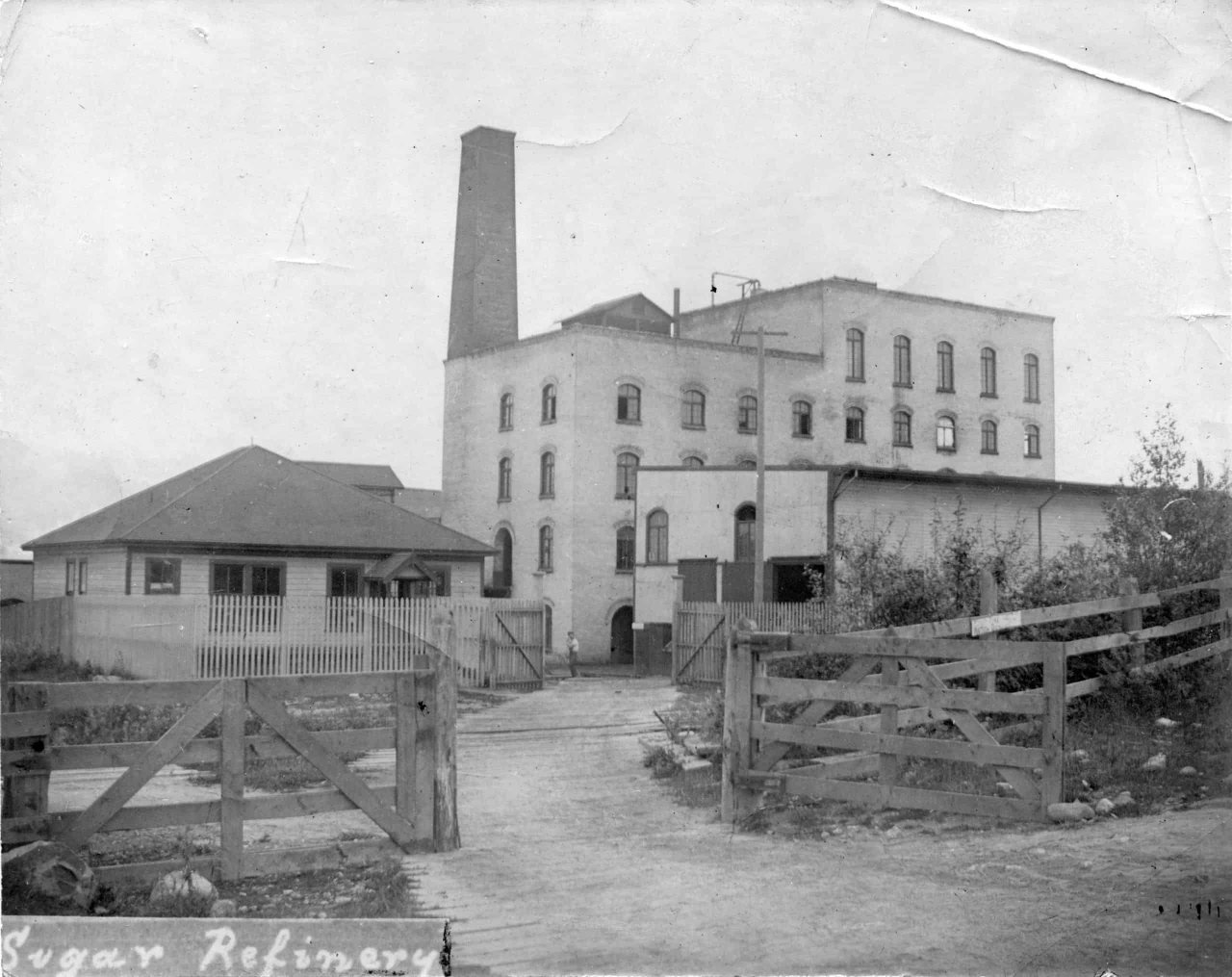 Original buildings of the B.C. Sugar refinery in 1892. City of Vancouver Archives, Bu P216. 