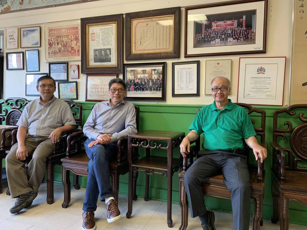 President of Chinese Benevolent Association Hilbert Yiu pictured with other members of the organization, 2019. Photo Credit: Yahe Li.