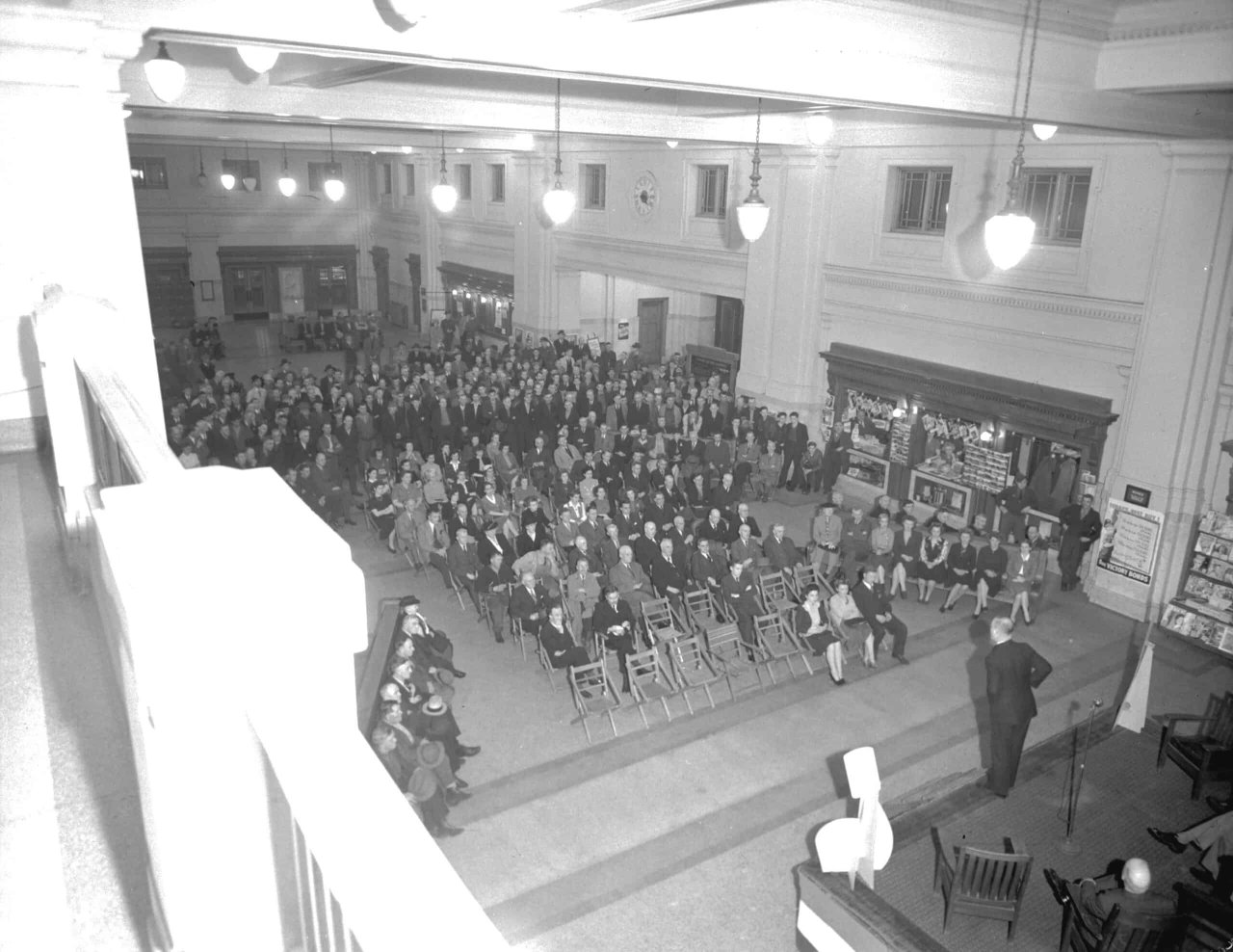 Canadian National Railway Victory Loan meeting in 1943. City of Vancouver Archives, CVA 586-1651. 