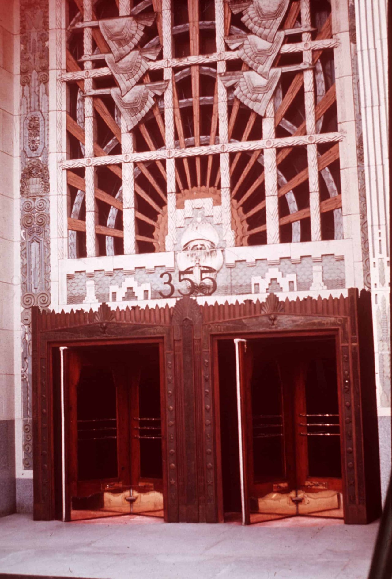 Entrance detail of the Marine Building, exact date unknown. City of Vancouver Archives, CVA 780-31