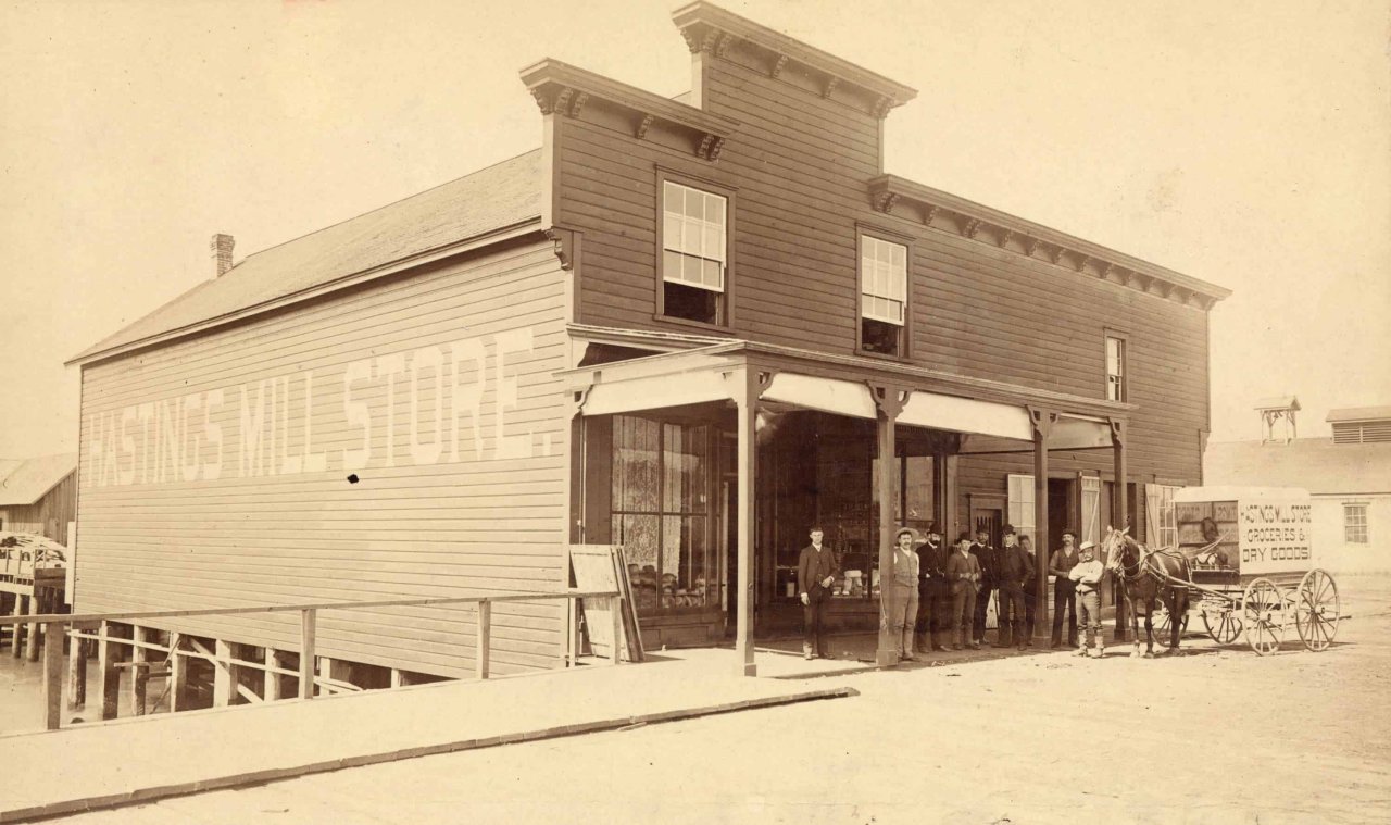 Hastings Mill at original location, 1888. City of Vancouver Archives Mi P14. 