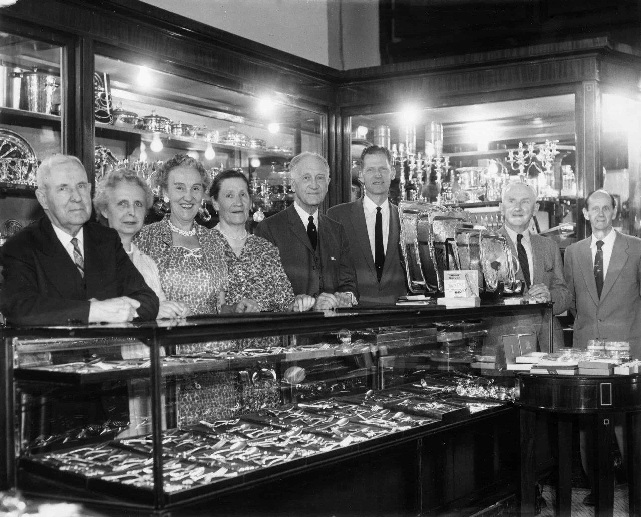 O.B. Allan staff photograph at 470 Granville St, c 1960s. Source: City of Vancouver Archives 1385-16