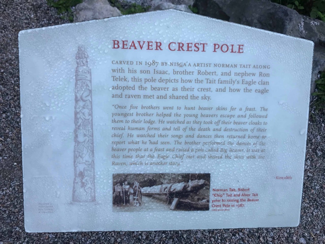 Beaver Crest Totem Pole Plaque
Source: VHF Files, Jessica Quan