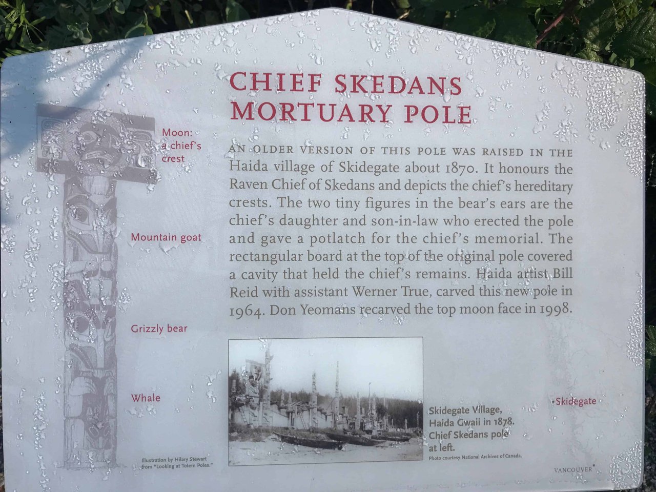 Chief Skedan Mortuary Pole Plaque
Source: VHF Files, Jessica Quan