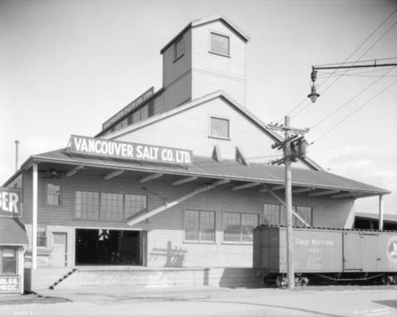 Front of Vancouver Salt Company at 85 West 1st Avenue, c. 1933. Photo courtesy of City of Vancouver Archives 99-4317