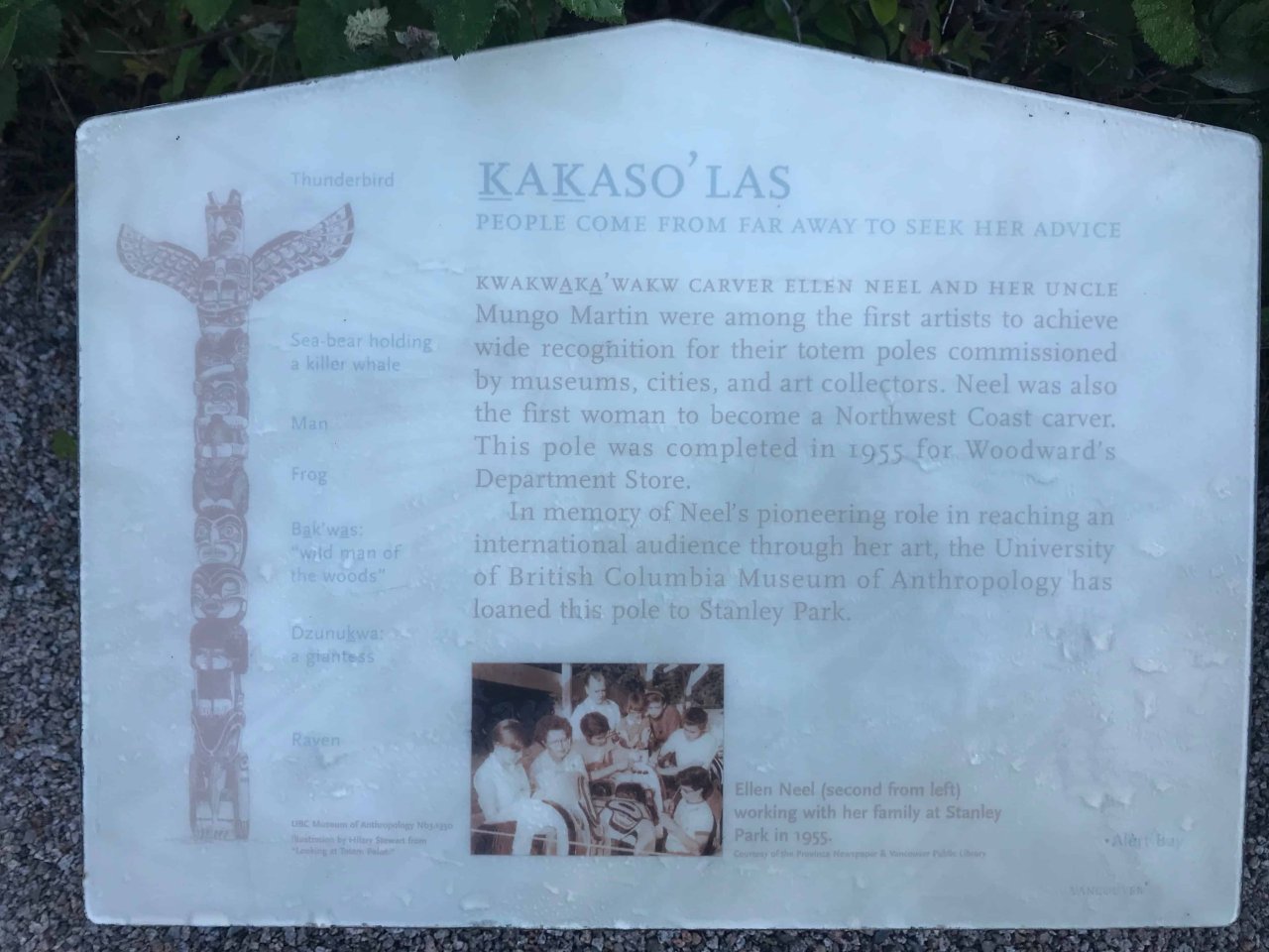 Kakaso'Las Totem Plaque
Source: VHF Files, Jessica Quan