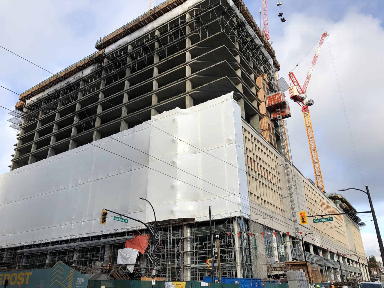 Former Post Office on 349 W Georgia St under construction on December 17, 2020. Credit: S Carlson