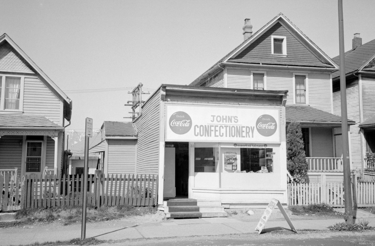 John’s Confectionary at 33 W 6th Avenue, just east of 35 W 6th Avenue (now 67 W 6th Avenue), 1974. Credit: City of Vancouver Archives 1095-03484