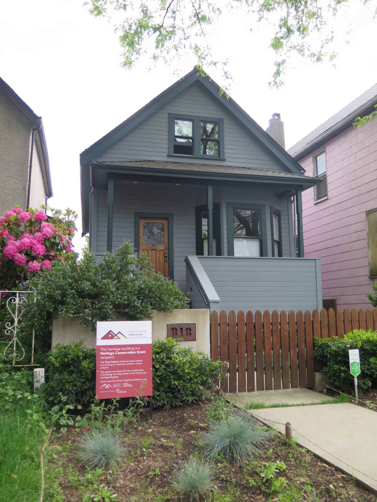 818 Keefer Street, recipient of a True Colours Heritage Conservation Grant in 2019. Credit: VHF
